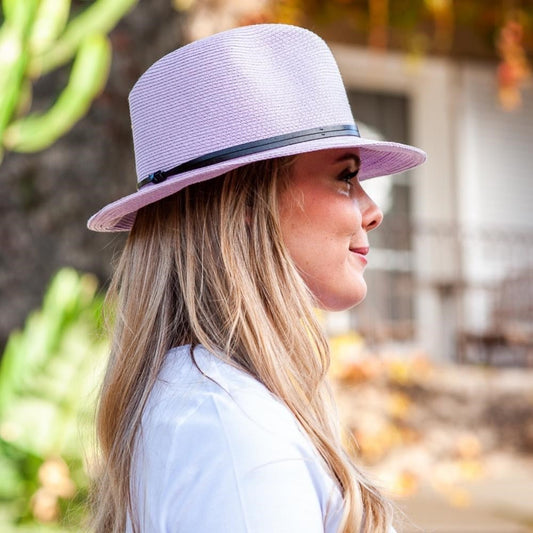 TRAVAUX EN COURS - Borsalino hat leather strap Lilac - BODHII