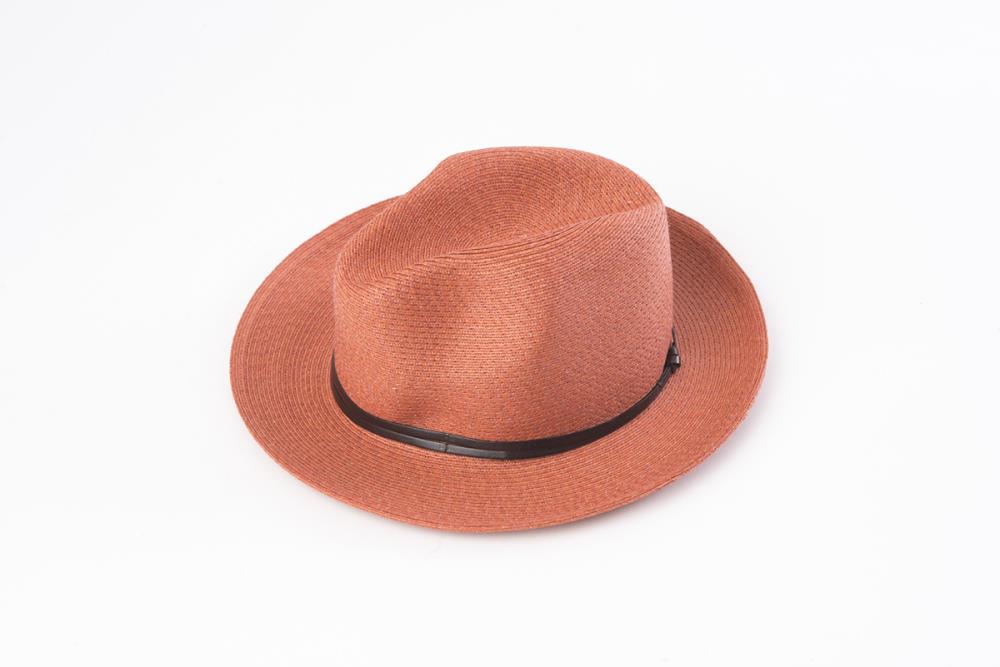 TRAVAUX EN COURS- Borsalino hat leather strap Terracotta - BODHII
