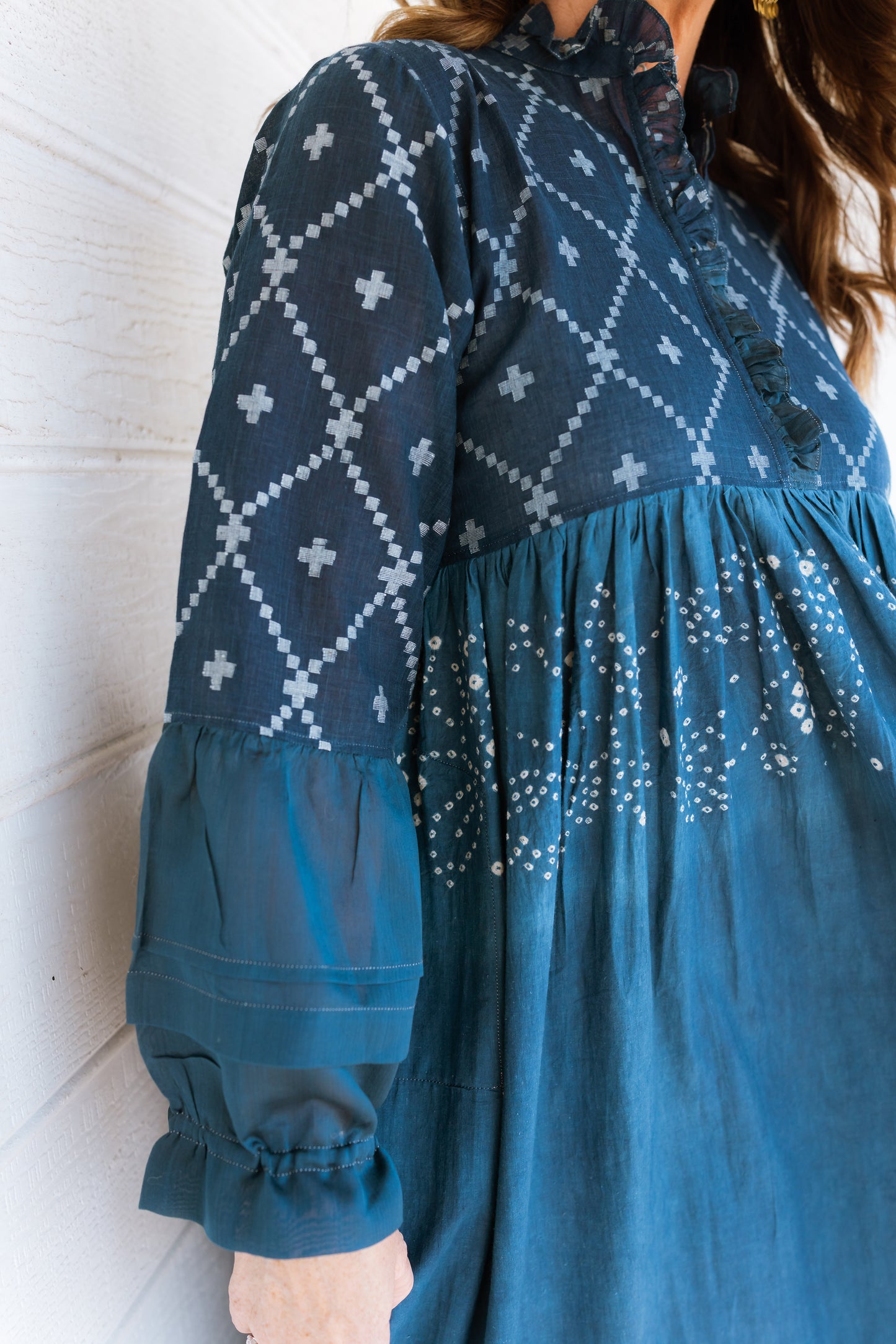 INJIRI Gabrielle Indigo Bandhani Ladies Dress - BODHII