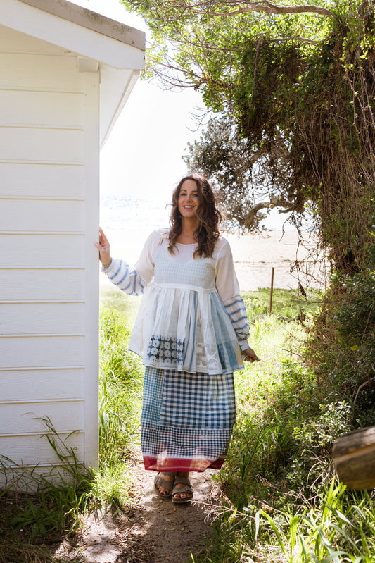 INJIRI Joeline Ladies Jamdani Handwoven Cotton Top - BODHII