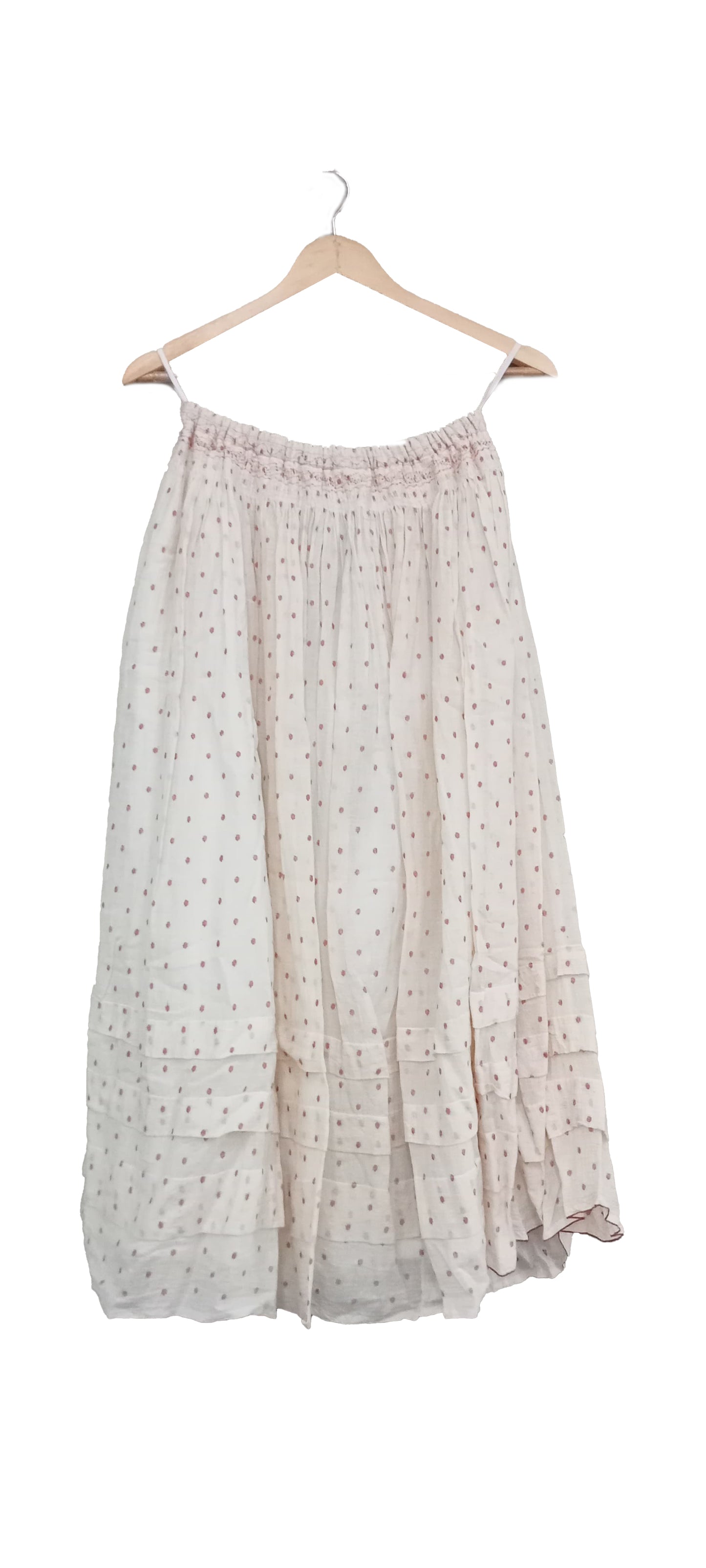 INJIRI Polka Dot Handwoven Jamdani Cotton Skirt - BODHII