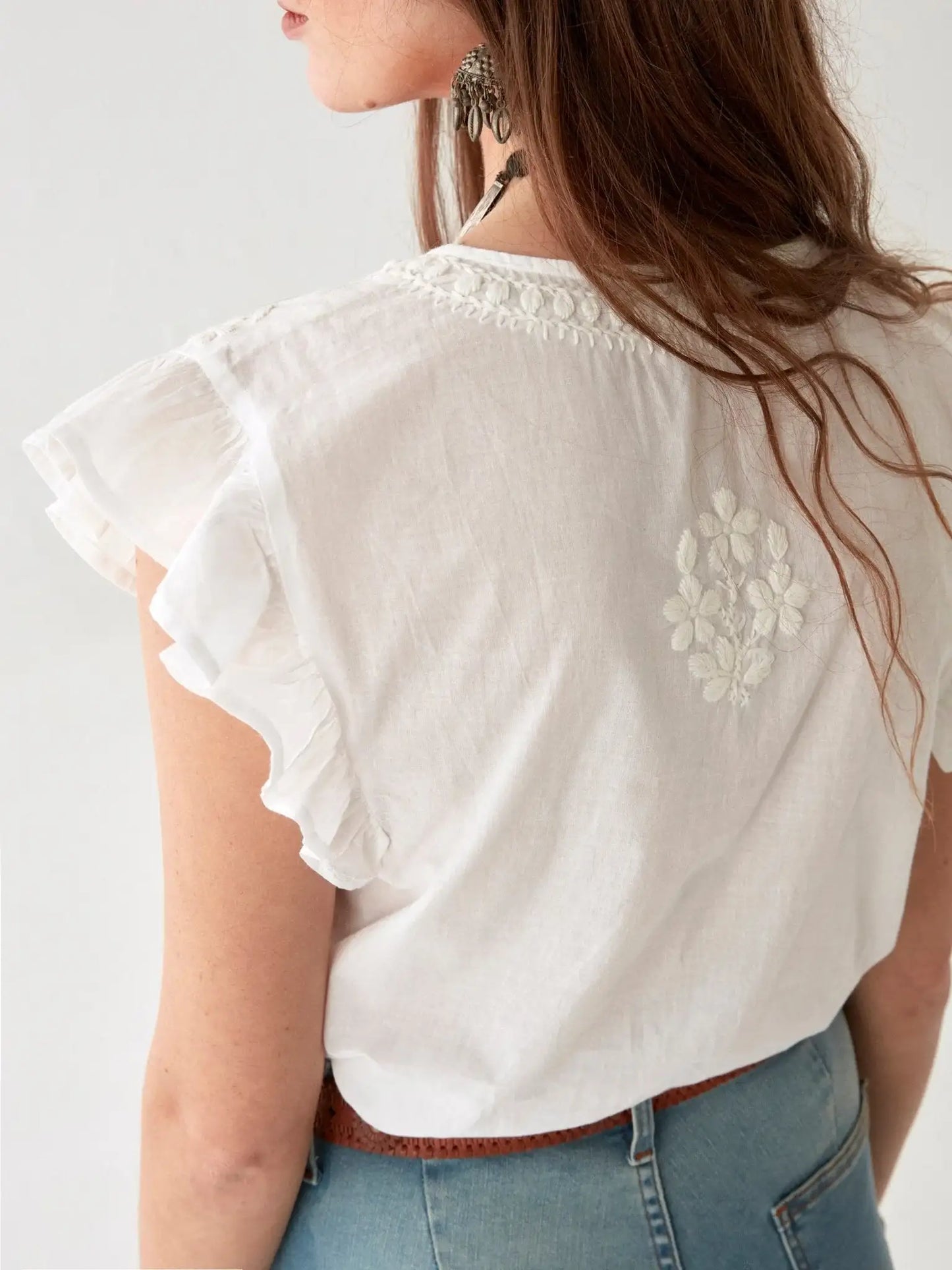 Ashanti Blouse - Chikan Bianco - BODHII