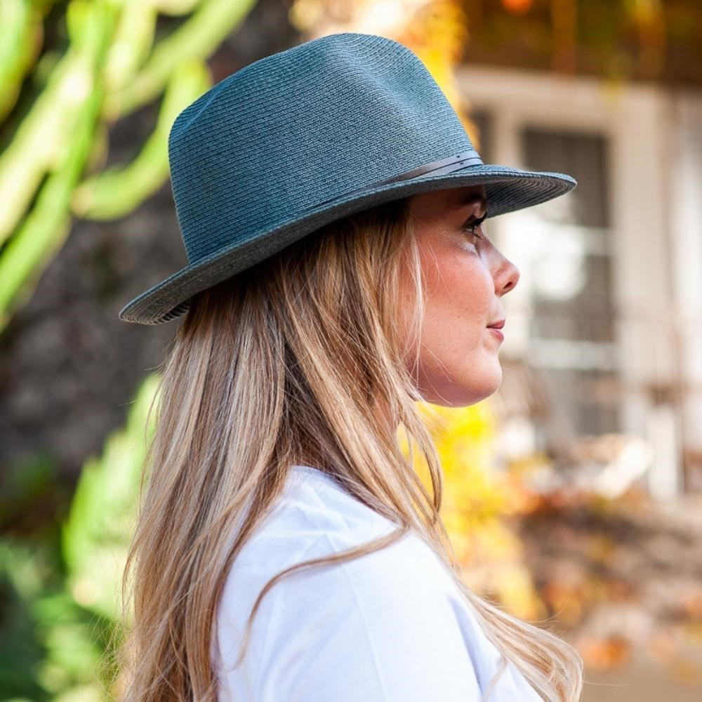 TRAVAUX EN COUTS -Borsalino hat leather strap Slate - BODHII