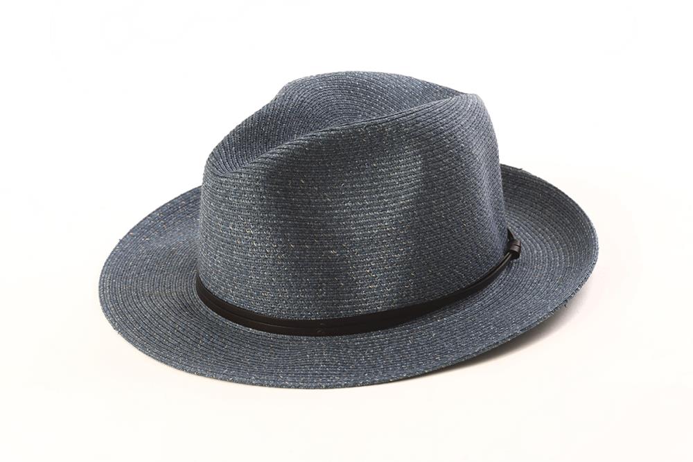 TRAVAUX EN COURS - Borsalino hat with leather strap in Denim - BODHII