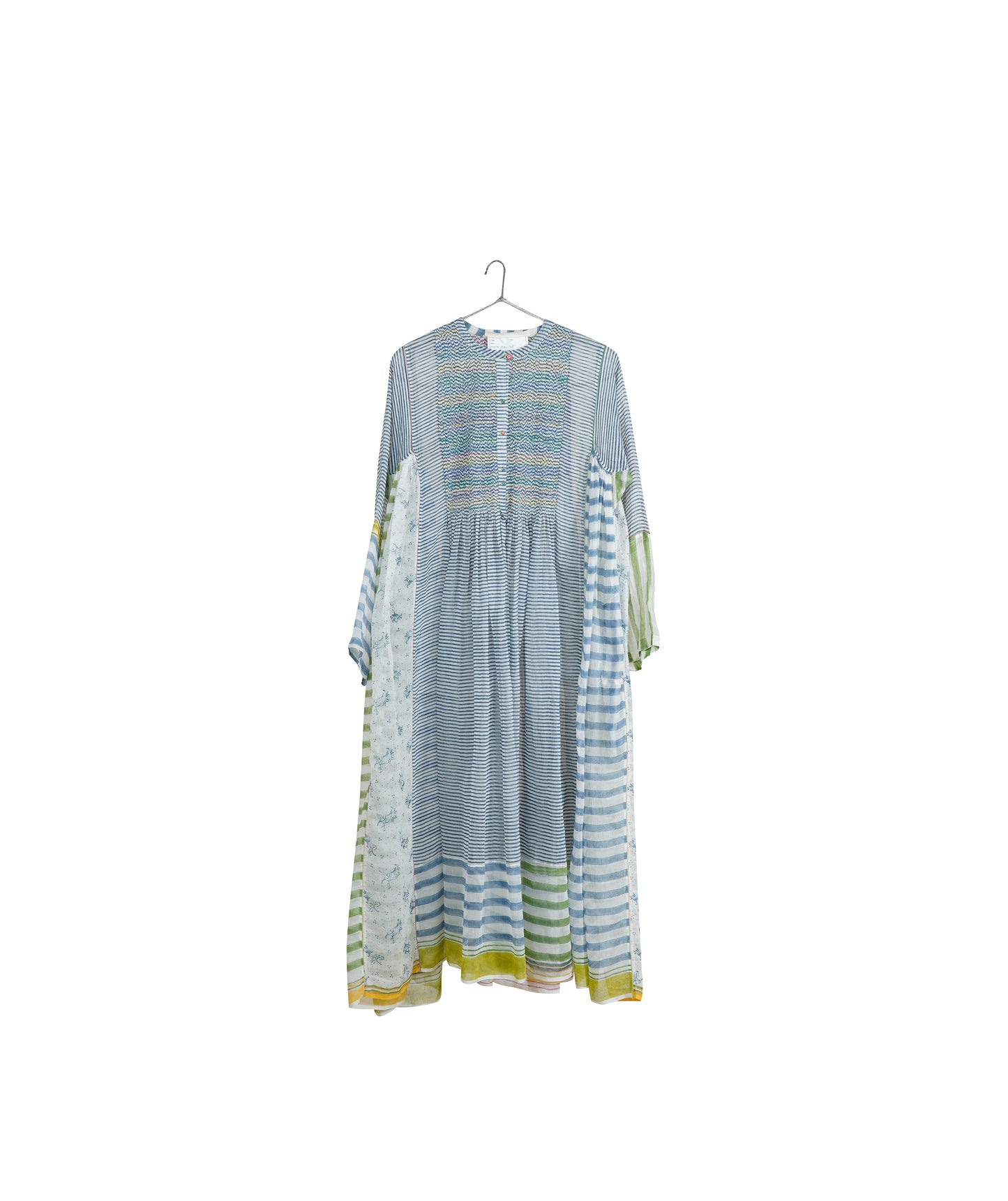 INJIRI Ladies Hand Embroidered Blockprint Cotton/Silk Dress - BODHII