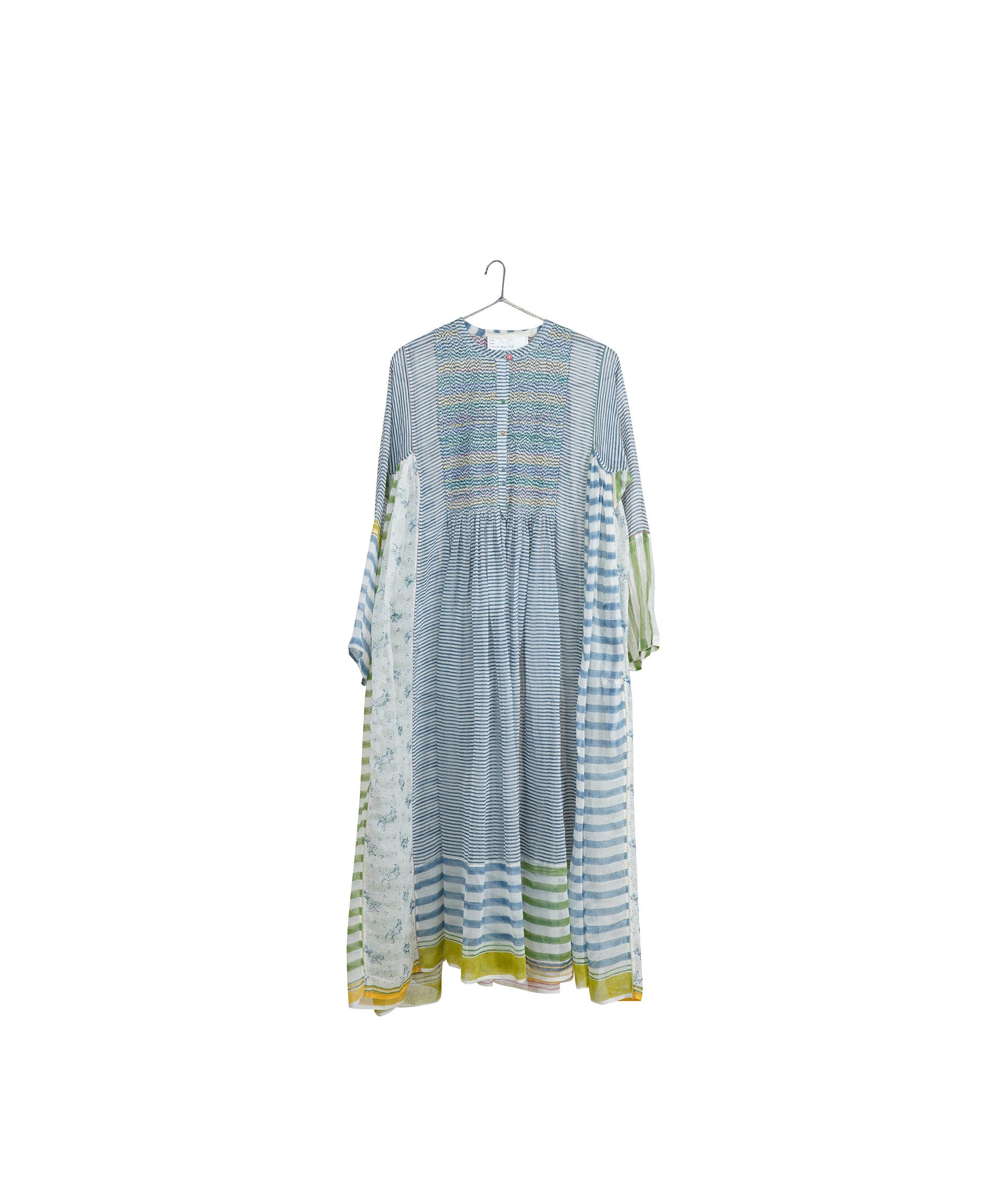 INJIRI Ladies Hand Embroidered Blockprint Cotton/Silk Dress - BODHII