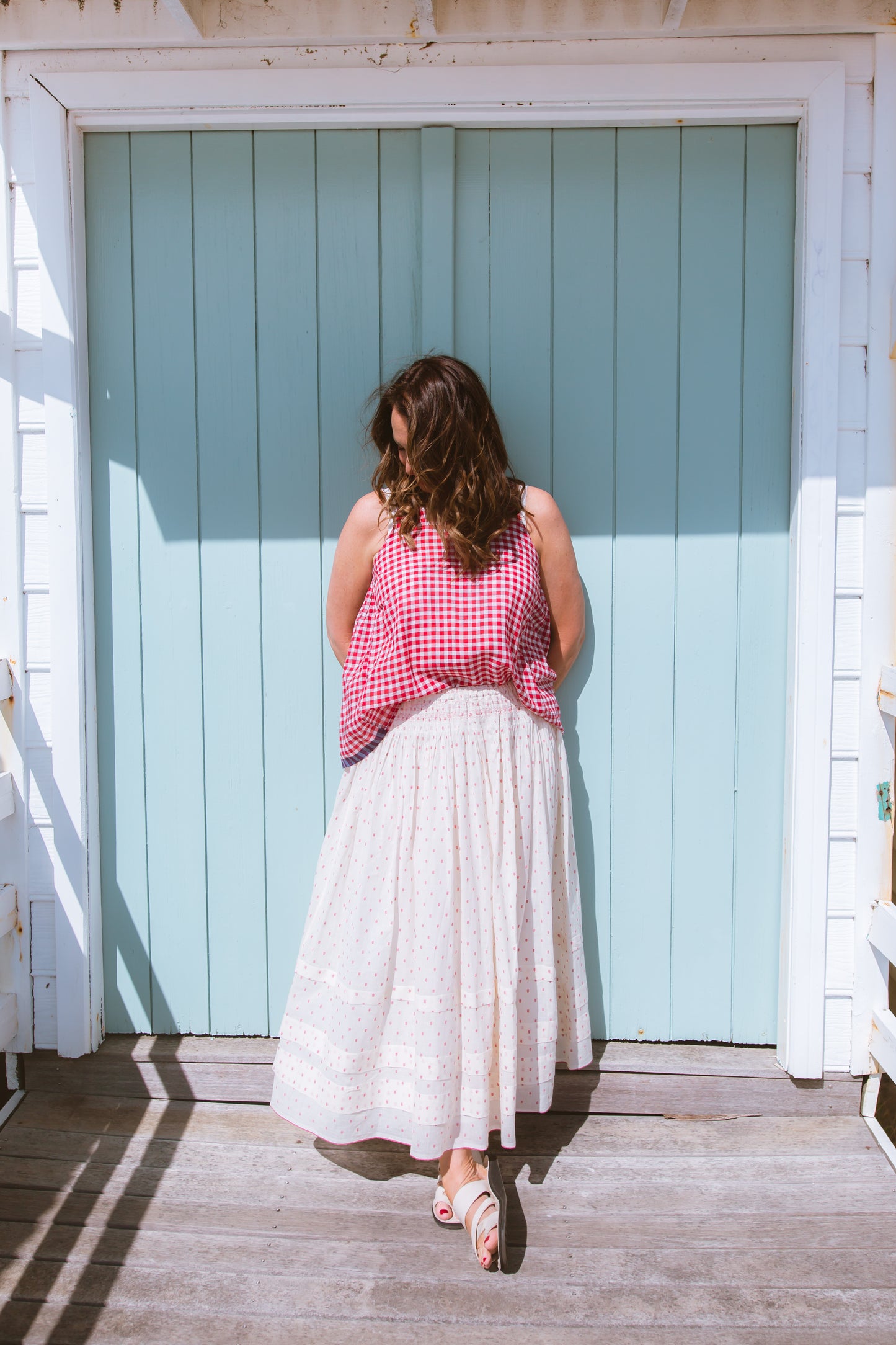 INJIRI Polka Dot Handwoven Jamdani Cotton Skirt - BODHII