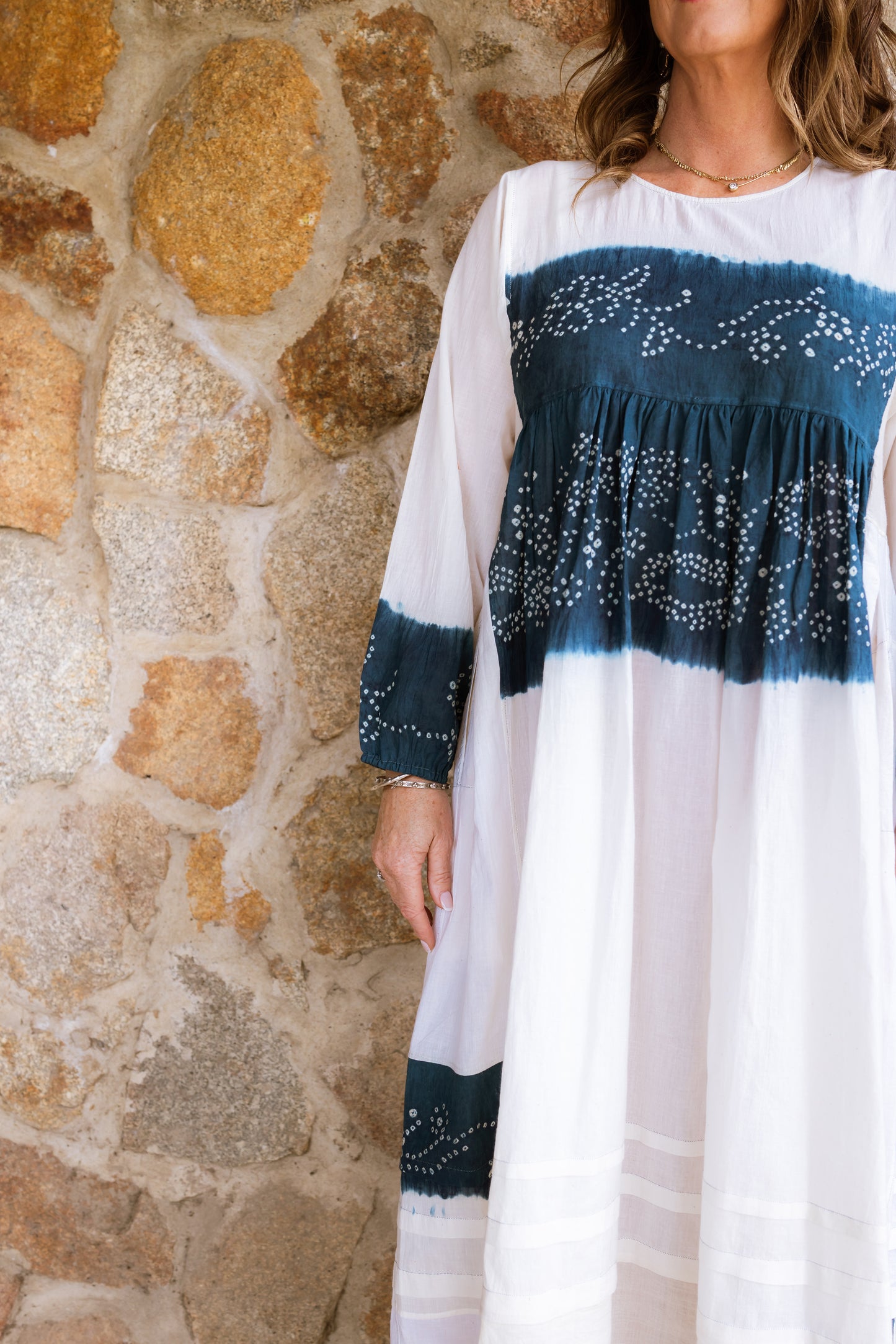 INJIRI Bandhani Clamp Cotton Ladies Dress