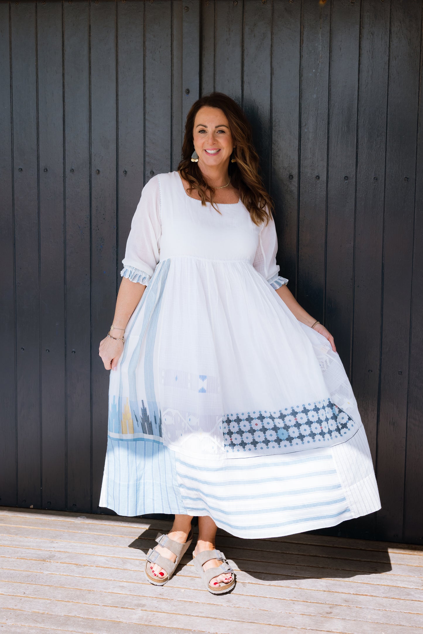 INJIRI Celine Ladies Bandhani & Jamdani Cotton Dress - BODHII