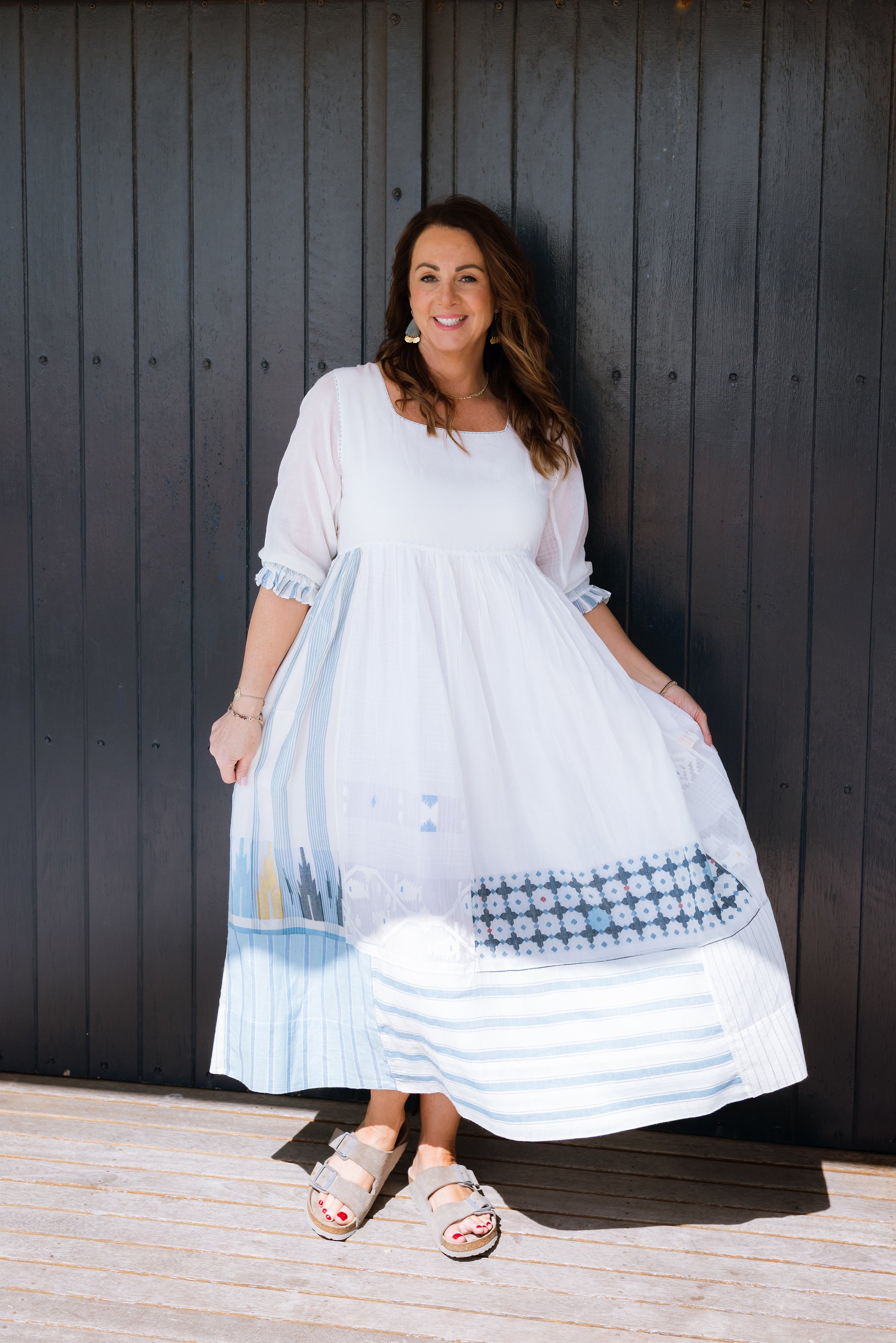 INJIRI Celine Ladies Bandhani & Jamdani Cotton Dress - BODHII