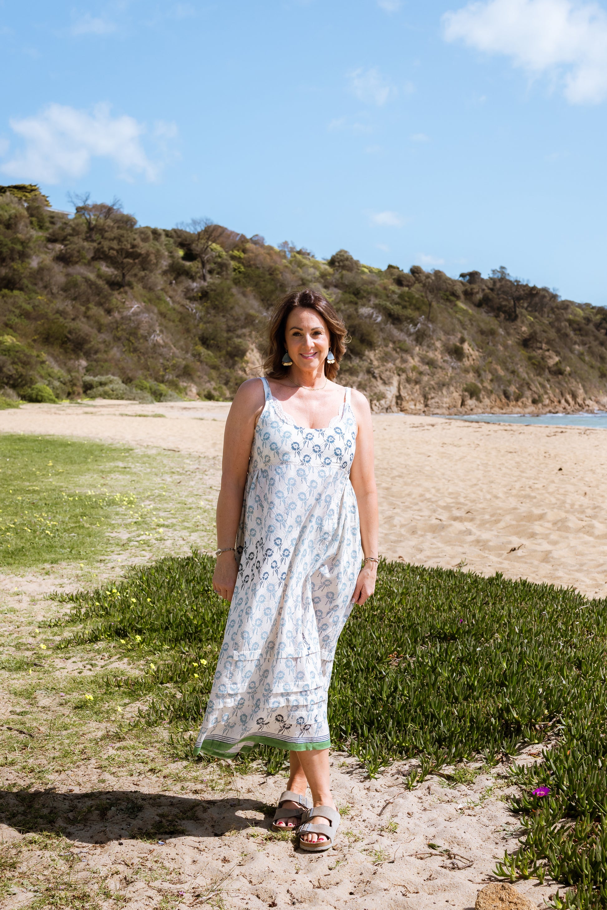 INJIRI Amber Ladies Blockprint Floral Cotton Slip - BODHII