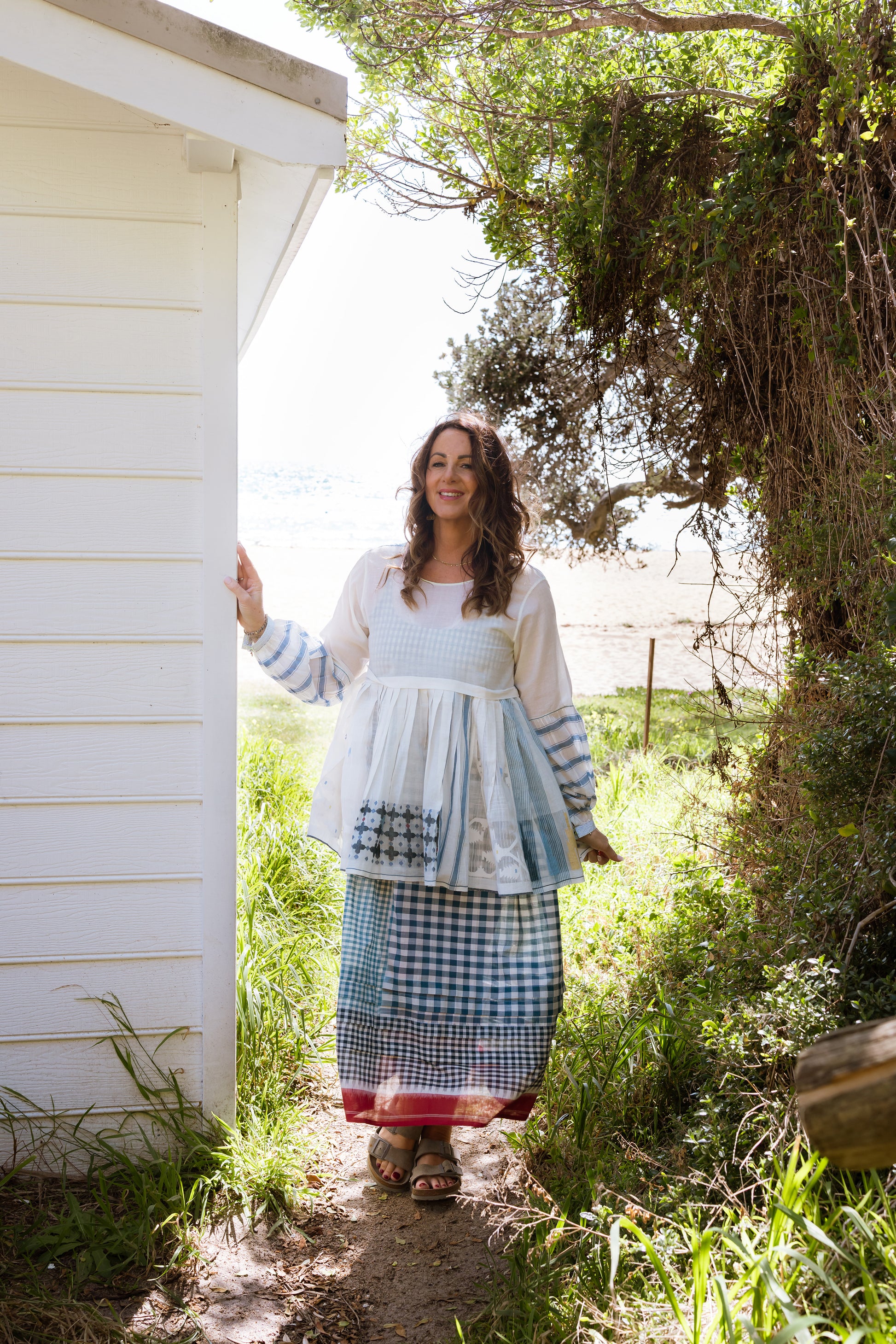 INJIRI Joeline Ladies Jamdani Handwoven Cotton Top - BODHII