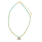 Short Turquoise Bead Necklace with Labradorite Pendant & Gold Charms By Rubyteva Design