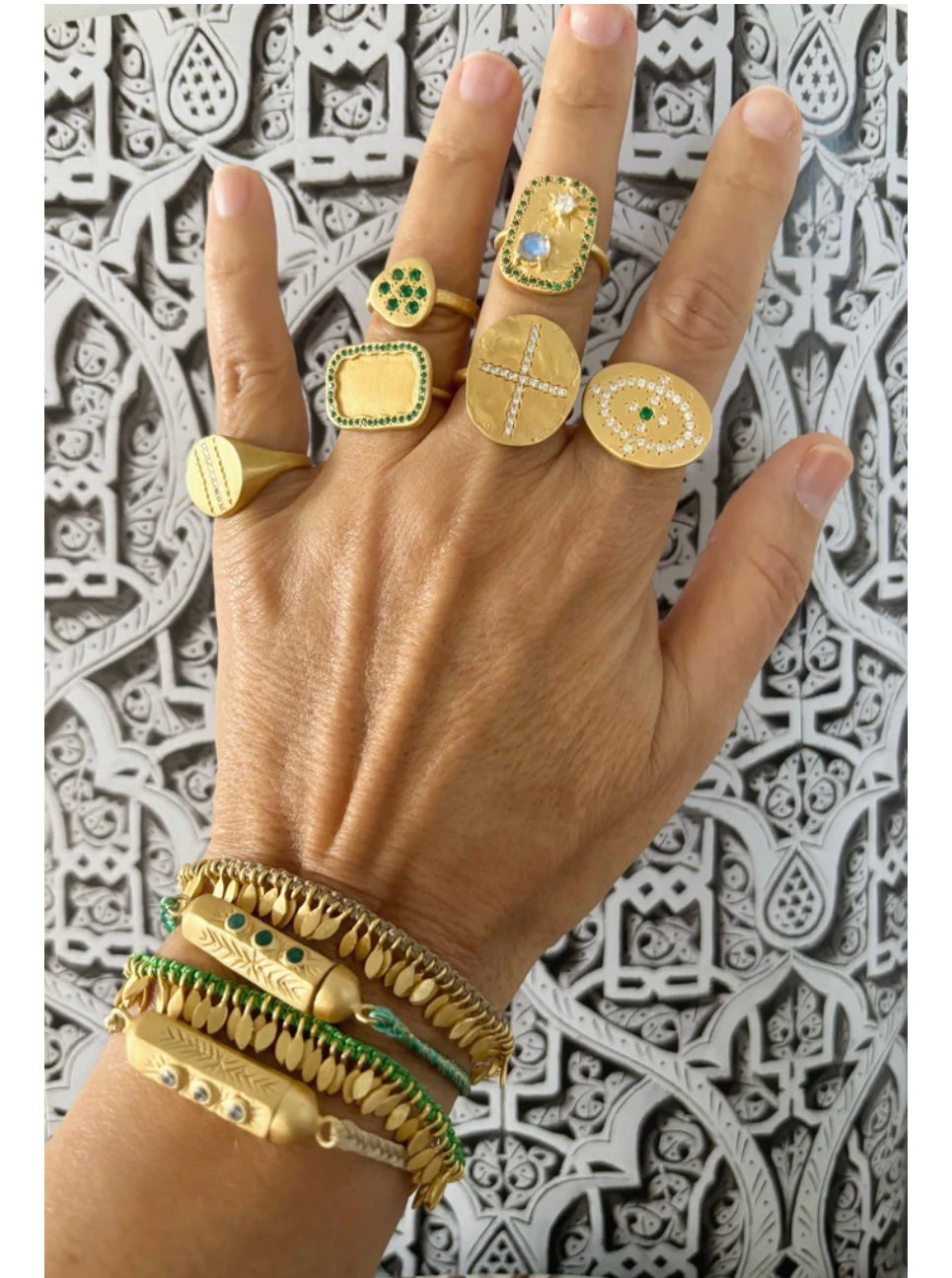 Green Aventurine and gold leaf bracelet By Rubyteva Design