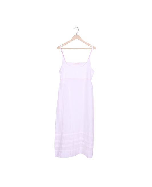 INJIRI White Woven Cotton Ladies Slip - BODHII