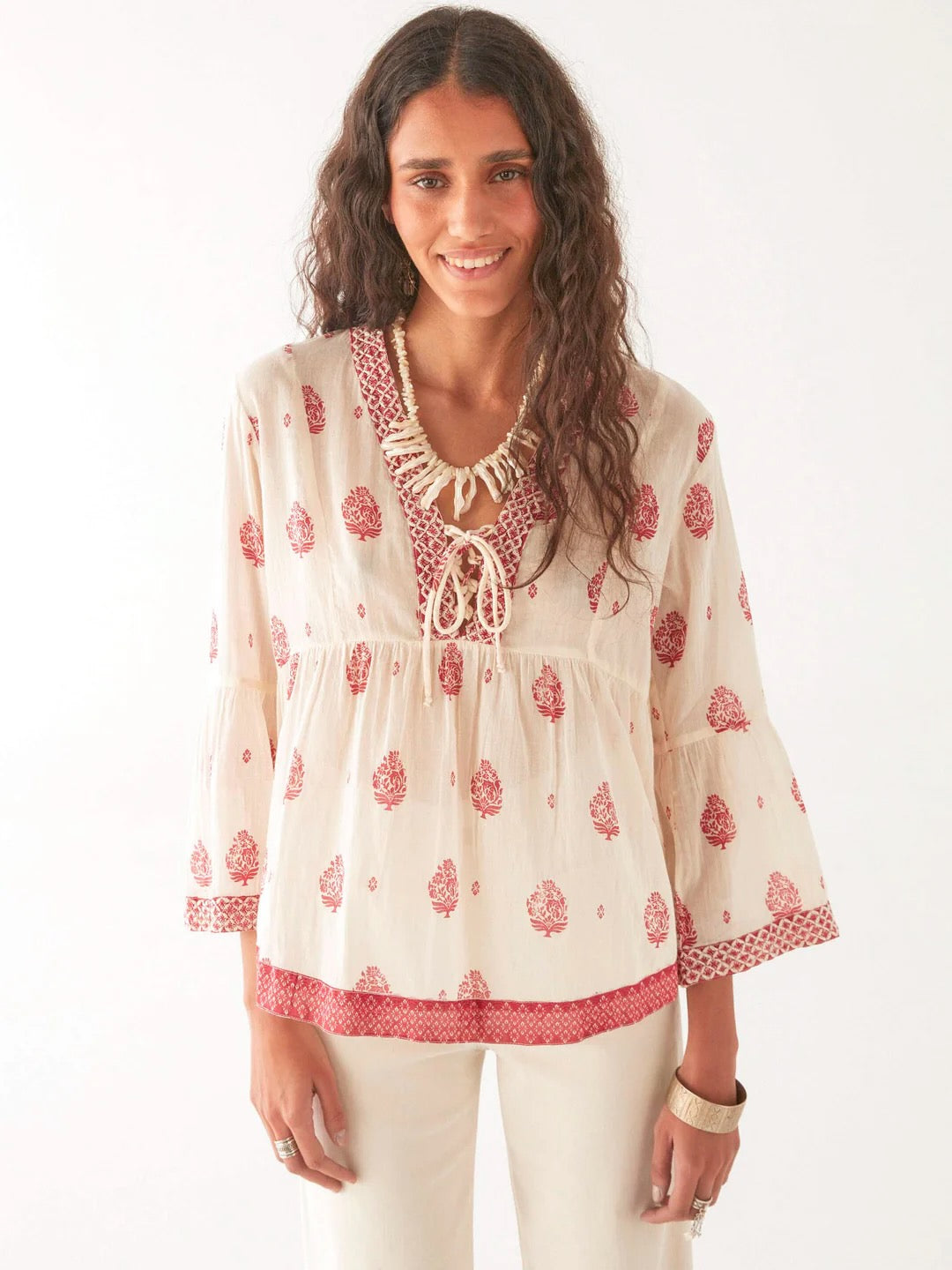 Delphine Cotton Blouse - Indian Fragola *50% OFF AT CHECKOUT* – BODHII