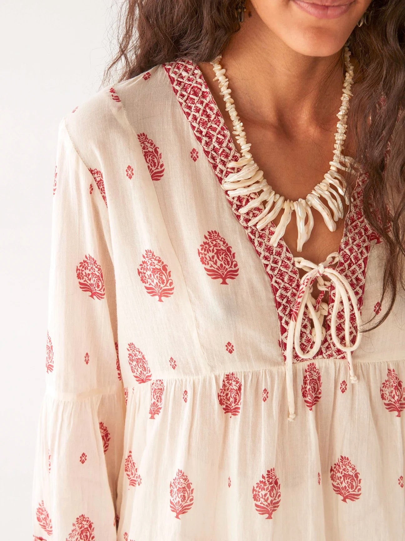 Delphine Cotton Blouse - Indian Fragola