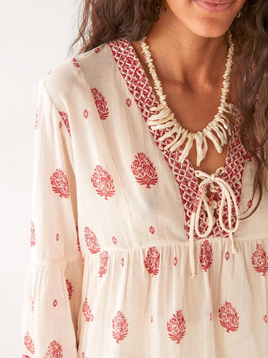 Delphine Cotton Blouse - Indian Fragola