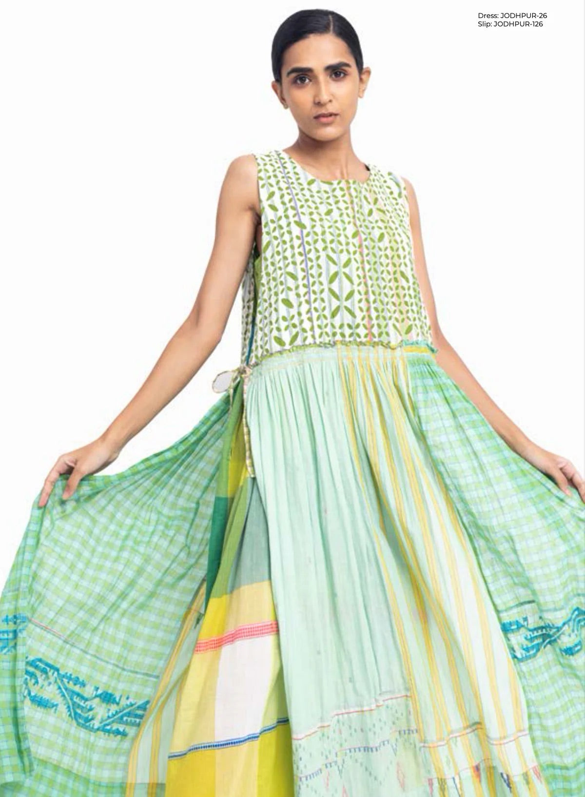 INJIRI Cotton Jamdani Applique Cotton Tunic Dress - BODHII