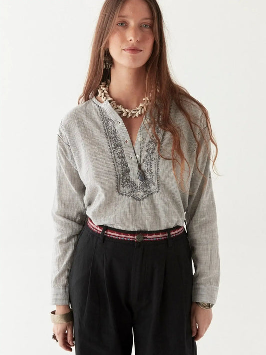 Cas Blouse - Blue Stripes - BODHII