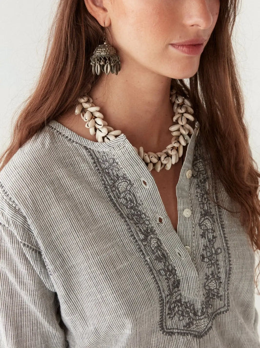 Cas Blouse - Blue Stripes - BODHII