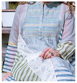 INJIRI Ladies Hand Embroidered Blockprint Cotton/Silk Dress - BODHII