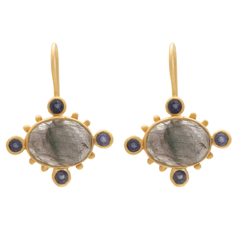 Labrodite and Lolite Earrings By Rubyteva Design